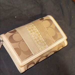 COACH Beige and Brown logo Wallet